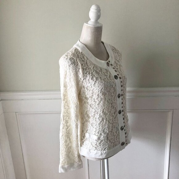 Monoreno NWT Ivory Lace Jacket Cardigan M - Picture 4 of 5